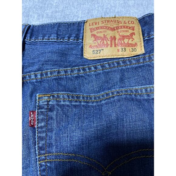 Levis 527 Jeans Mens Tag 33x30 Actual 33x29 Blue Bootcut Slim Western Dark - Picture 4 of 13